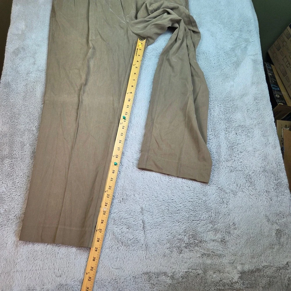 Tommy Bahama Silk Pleated Dress Pants Mens 38x30 Wide Leg Tropical Khaki Tan